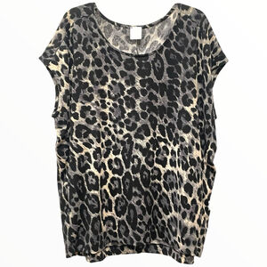 By Together Womens Size Large Animal Print Tunic Top Pockets Oversized